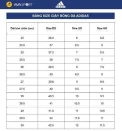 ảnh chụp màn hình bảng size giày đá bóng