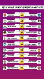 ảnh chụp màn hình lịch thi đấu bóng đá ngoại hạng anh sắp tới
