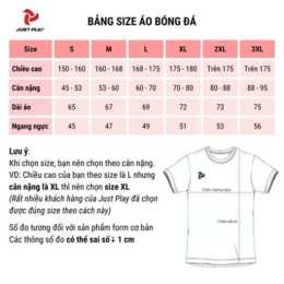 bảng size quần áo bóng đá
