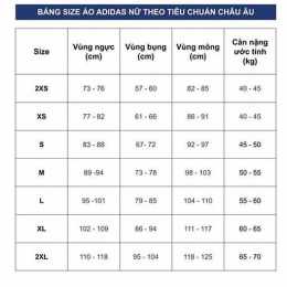 bảng size quần áo đá bóng