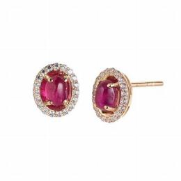 bông tai đá ruby đỏ