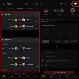 giao diện app bóng đá tỷ số world cup