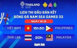 giao diện app lịch bóng đá bán kết sea games