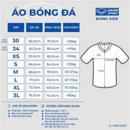 giao diện app size quần áo đá bóng