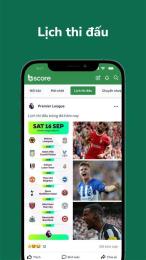 giao diện app tường thuật bóng đá anh
