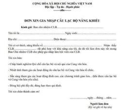 giao diện app viết đơn xin tham gia câu lạc bộ đá bóng