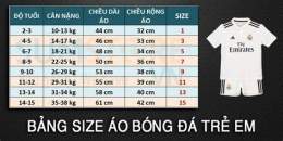 hướng dẫn sử dụng bảng size áo bóng đá trẻ em