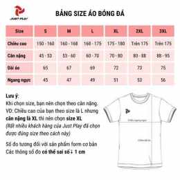 hướng dẫn sử dụng bảng size quần áo đá bóng