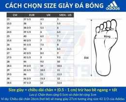 hướng dẫn sử dụng size giày đá bóng adidas