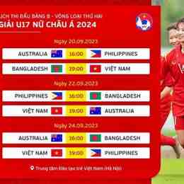 lịch bóng đá u17 nữ việt nam