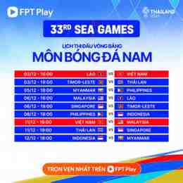 lịch thi đấu bóng đá sea games 33