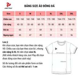 size áo bóng đá nam