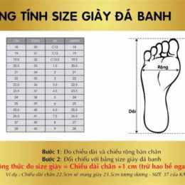 size giày bóng đá adidas