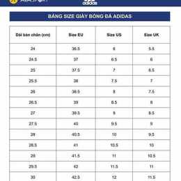 size giày đá bóng adidas
