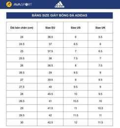 tính năng nổi bật bảng size giày đá bóng